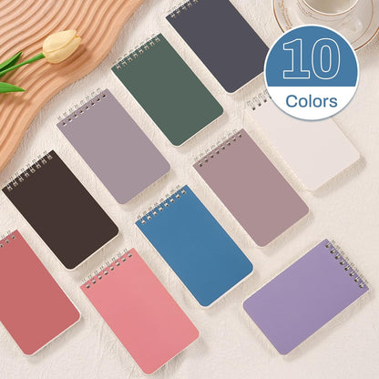 Dynta Pocket Notebook Bulk 60 Packs, 3x5 Inch Small Notepad Top Bound With Lined Pages, 10 Vibrant Colored Mini Spiral Notebooks 60Sheets/120Pages (80GSM), Memo Pads for Home, School, College, Office