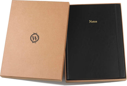 Wykeham's Executive Notebook – 8.5" x 12" – Customization Available (Personalized Black – Lined)