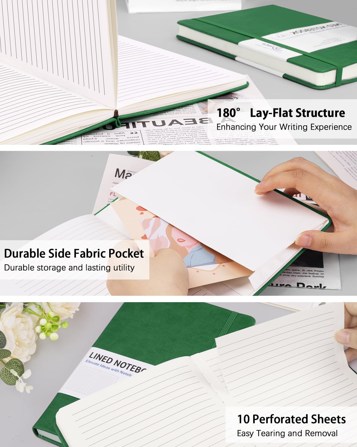 Dynta Hardcover Journal Notebooks, 10 Packs A5 Lined Journals Bulk for Writing 200 Pages/100Sheets, 8.4 x 5.8 inch, 10 Colors Classic Ruled Notebook for Work/Travel/College/Note Taking