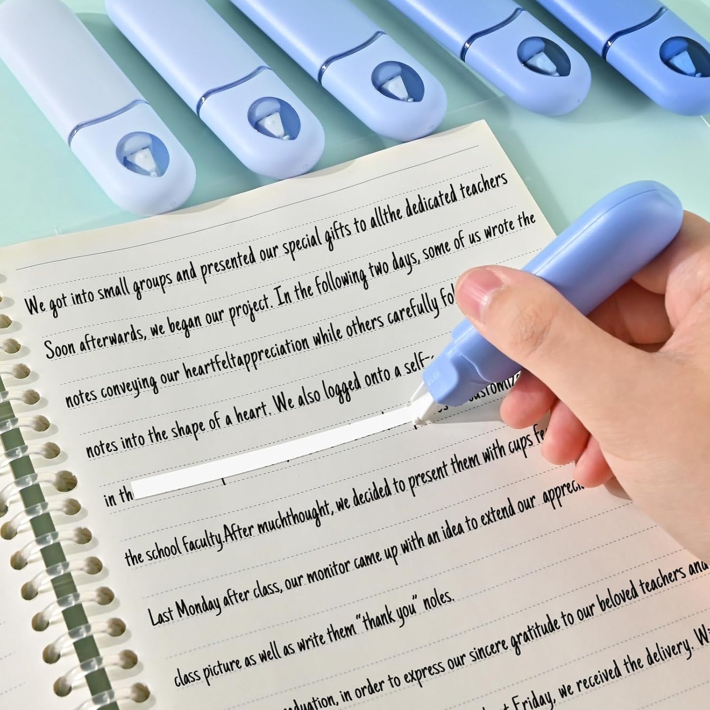 Temiary 12Pcs Cute White Smooth Pull Out Tape, Easy to Use White Correction Pens, 1/5 x 236in Smooth Writing & Aesthetic Office School Supplies (Purple)