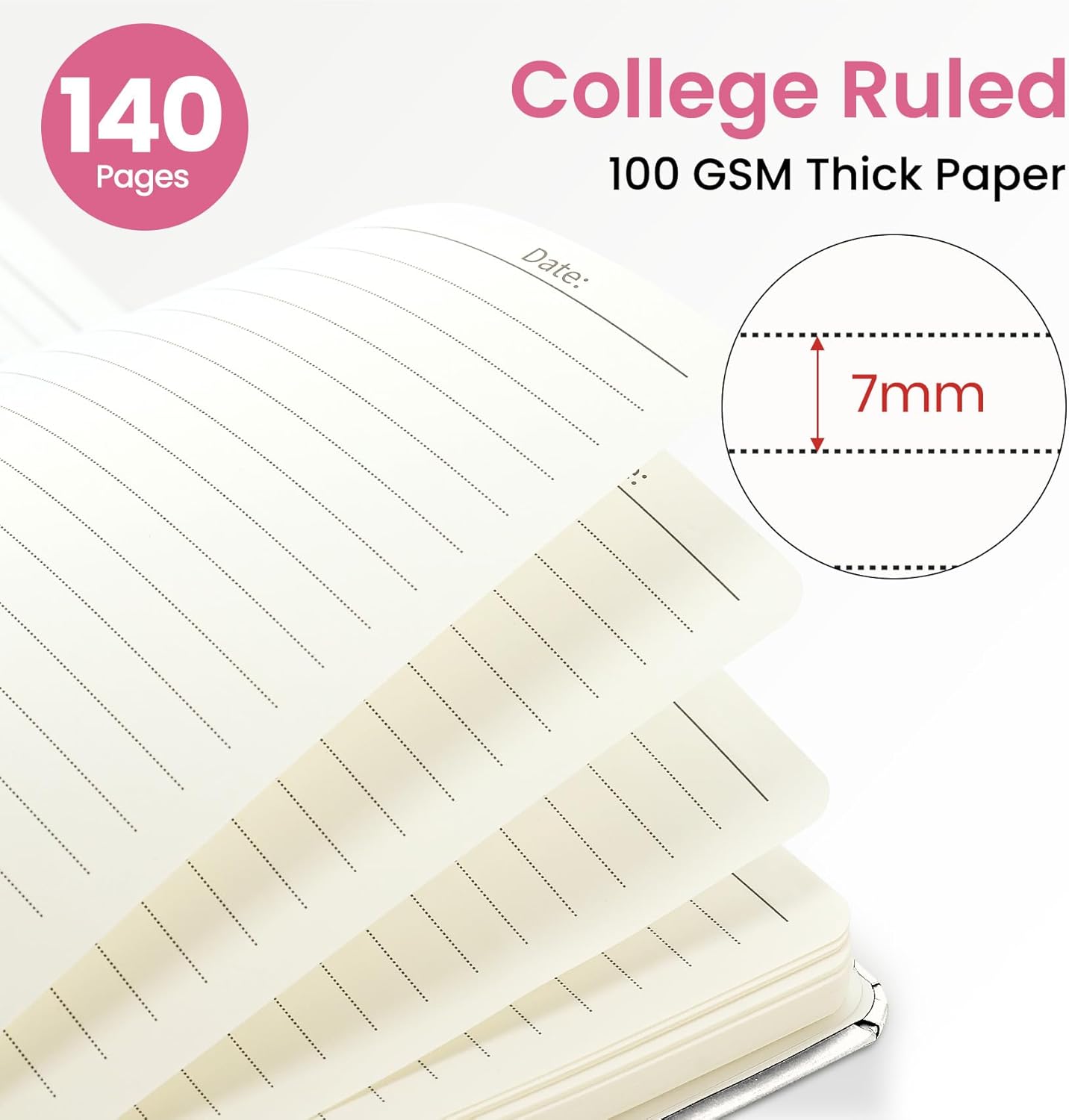 ZOTIA Lined Spiral Journal for Women, A5 Pretty Hardcover Notebook for Work, School & Office Writing, Aesthetic Writing Journal College Ruled, 140 Pages, 5.8" x 8.3", Twilight Bloom