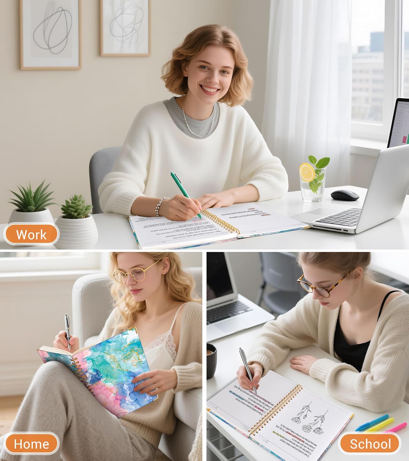 Lined Spiral Notebook Journal for Women, 200 Pages Cute Notebooks 8.5” x 11”, A4 Large Hardcover Spiral Journals with 100 GSM Thick Paper, College Ruled Notebook for Writing Work School, Autumn Tree