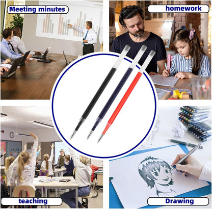 8 Pieces Replaceable Ballpoint Pen Refills Work for Most Brands Pens with Smooth Writing,Free-Flowing German Ink with Medium 0.5mm Ballpoint Tip(Black Refills and Length 4.4inch)