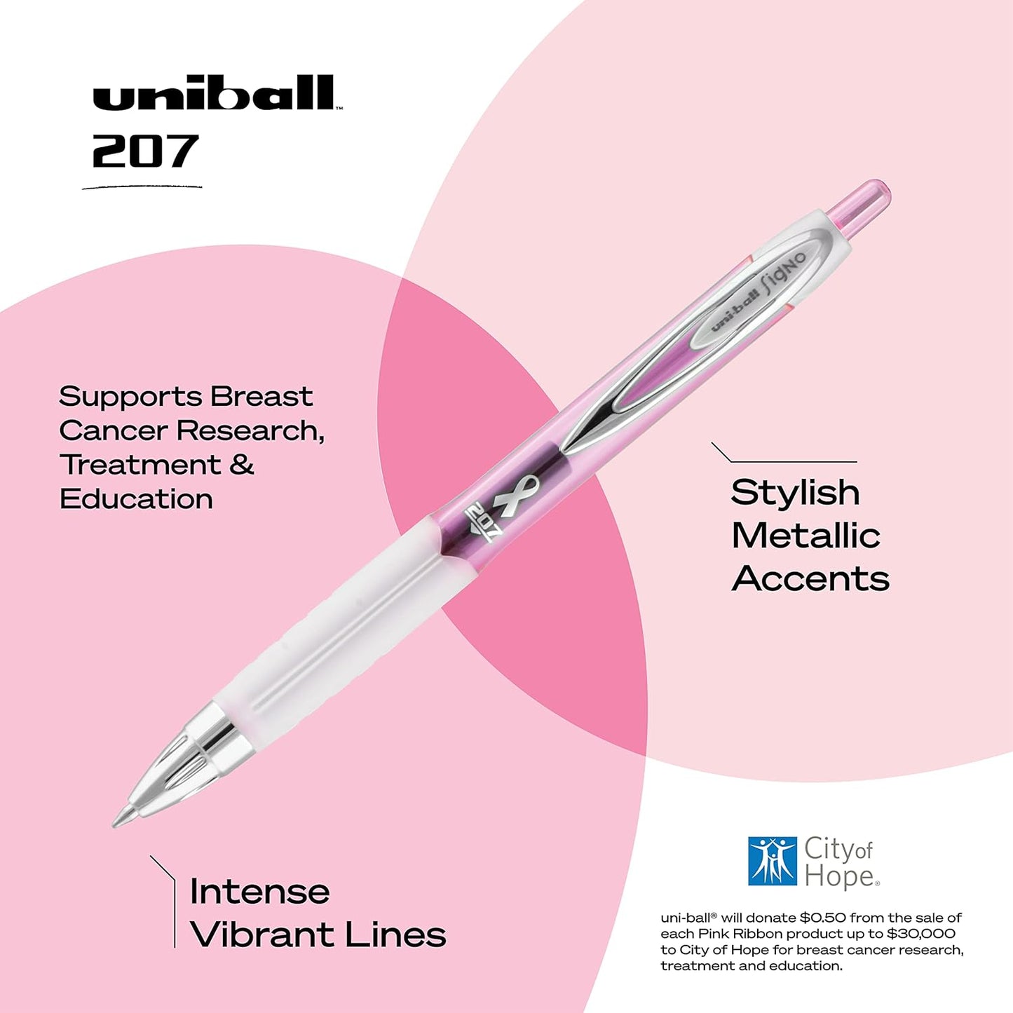uni-ball 207 Retractable Gel Pens Medium Point, 0.7mm, Black, 12 Pack