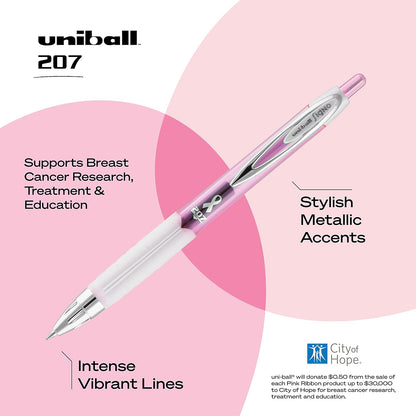 uni-ball 207 Retractable Gel Pens Medium Point, 0.7mm, Black, 12 Pack