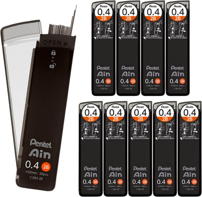 Pentel Ain AMZ-XC284HB3P Mechanical Lead, 0.02 inches (0.4 mm), HB, 3 Pieces