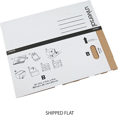 Universal Basic-Duty Economy Record Storage Boxes, 10 Pack, Letter/Legal Files, 12" x 15" x 10", White,