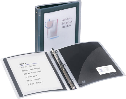 Avery Flexi-View 3 Ring Binder, 1.5 Inch Round Rings, 1 Black Binder (17637)