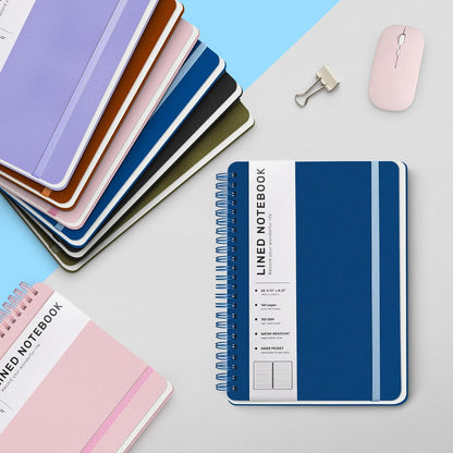 ABERLLS Lined Spiral Journal Notebook with 160 Pages, 8×5.7in, A5 Spiral Notebook, Journaling Notebooks for Work, School, Women, Men, College Ruled Spiral Notebook, Hardcover Leather Journals, Blue