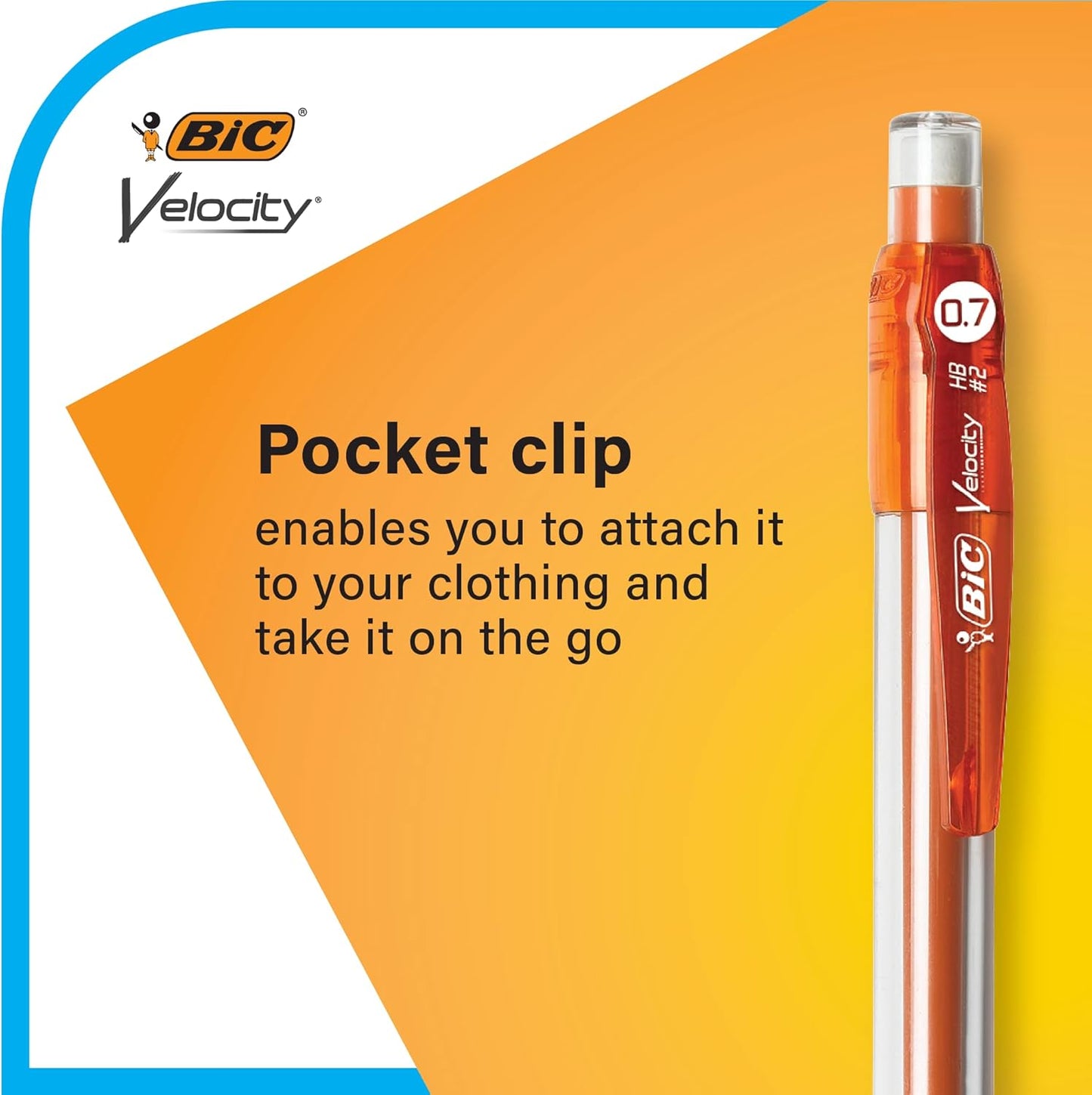 BIC Velocity Mechanical Pencils, With Colorful Barrel, Medium Point (0.7mm), 4-Count Pack Mechanical Pencils With Eraser and Lead Refills