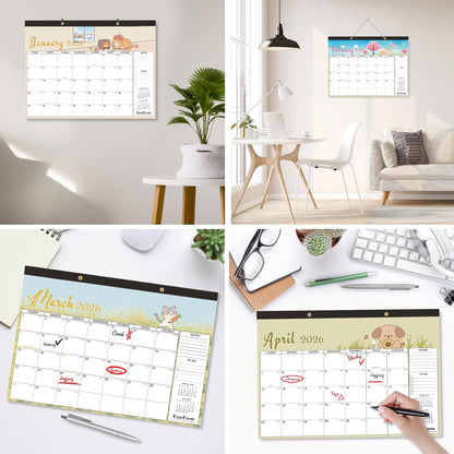 24 Month Desk Calendar 2026-2027, Runs from January 2026 to December 2027, Large 17"x12" Desktop/Wall Monthly Calendar, 2 Year Academic Calendar with Note & To Do for Home, School or office