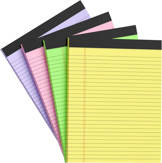 AILZFEI Colored Legal Pads 8.5 x 11 Note Pads 8.5 x 11 inch, Wide Ruled Clear Print Writing Pads 30 Sheets/Pad, 80gsm Colored Paper, Perforated Notepad with Sturdy Back (3 Pads)