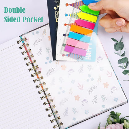 Spiral Notebook, 4 Pack A5 Lined Journal for Women, Hardcover Spiral Journal with 2 Pockets, College Ruled Notebooks, Cute Notebook for Office, School Supplies, Gifts (160 Pages, 6.3" x 8.46")