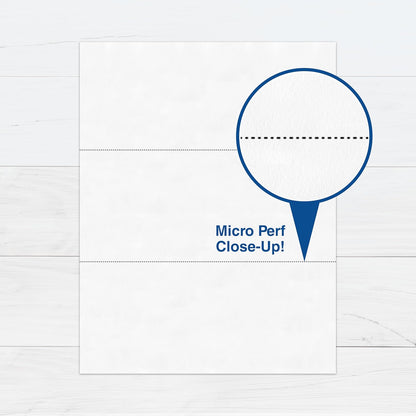 PrintWorks Professional 3 2/3" Horizontal Perforated Paper 8.5” x 11” - Perfect For W-2, 1099, & Statement Use - Made in the USA - 500 Sheets - 20 lb - Printer Compatible - White (04124)