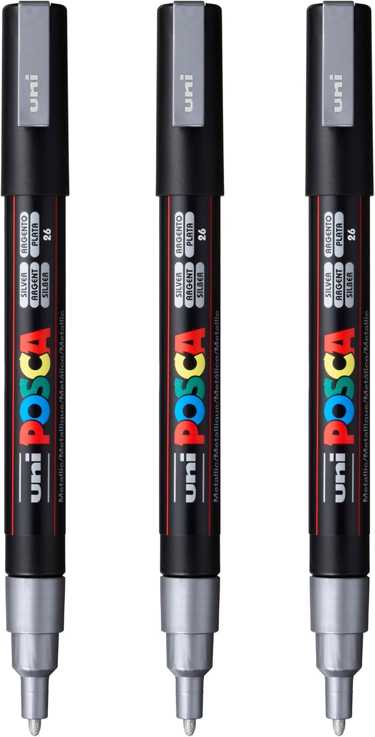 posca PC-3M Water-Based Paint Markers, Reversible Fine Tip (0.9-1.3mm), Pink, 3 Count