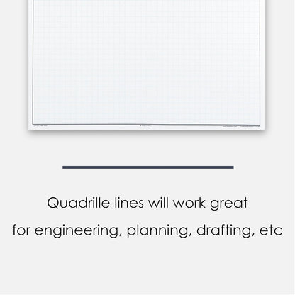 GeekNavy 11" x 17" Quadrille Graph Paper 50 Sheets Landscape - 0.25" 4x4 Square Grid, Blueprint, High Brightness, Border-Outlined, Large Drafting (1-Pack)