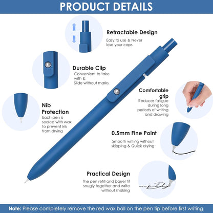 Donyang Gel Pens, 7pcs 0.5mm Black Ink Pens Quick Dry Fine Point Smooth Writing Pens for Journaling Note Taking, Cute Nurse Teacher Work Desk Accessories Office School Supplies Gifts for Women Men