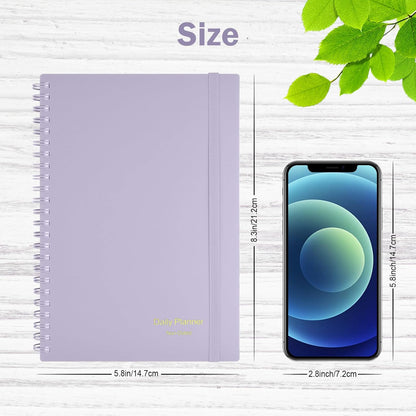 Daily Planner Undated, Asten To Do List Notebook Hourly Schedules Spiral Appointment Planner for Men and Women,PVC Hardcover,Elastic Closure, Inner Pocket 8.3" x 5.8" (Black)