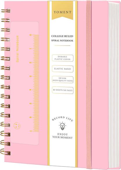 Yoment Graph Paper Spiral Notebook A5 Graphing Notebook 160 Pages Graph Paper Notebook Spiral Bound Waterproof Plastic Hardcover Spiral Journal 5x7 Grid Notebooks for Note Taking,Black