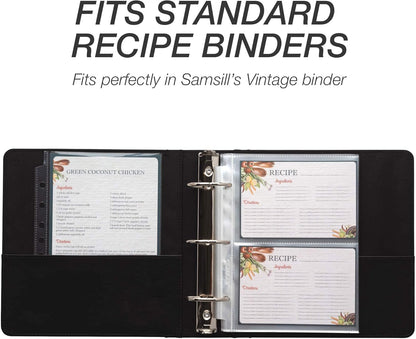 Samsill 8 Tab Recipe Dividers, Recipe Sleeves, Sheet Protector Dividers, with Tab Inserts, Clear, Super Heavyweight, Top Loading, 3 Hole Punched for Standard Letter Size Binders, Archival Safe