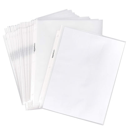 Amazon Basics Heavy Duty Sheet Protectors for 3 Ring Binder, Top Loading, Clear Plastic, 8.5 x 11 inch, 500-Pack
