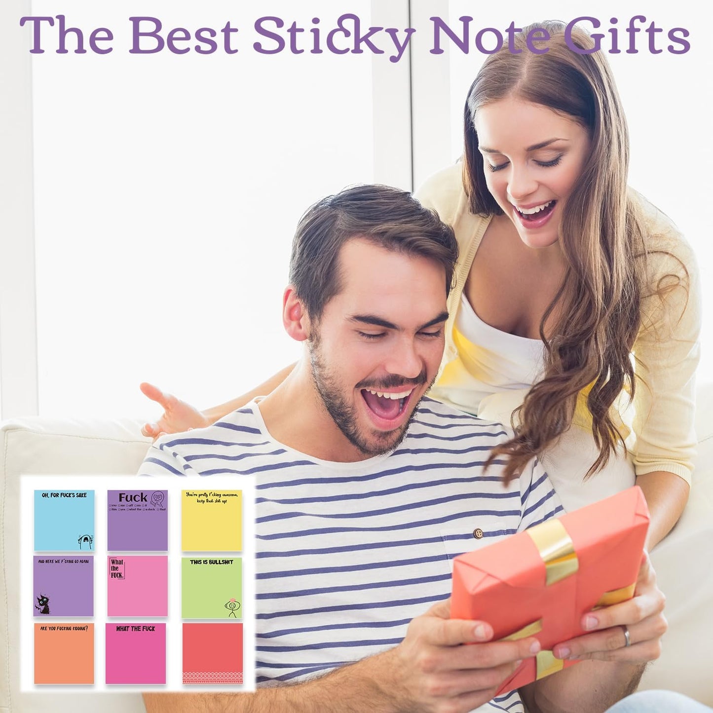Inspirational Sticky Notes Gifts - 9 Pack Funny Positive Quotes Notepads 3x3 Inches, Fun Motivational Self-Adhesive Memo Pads Office Study Supplies for Friends Coworkers (450 Sheets)