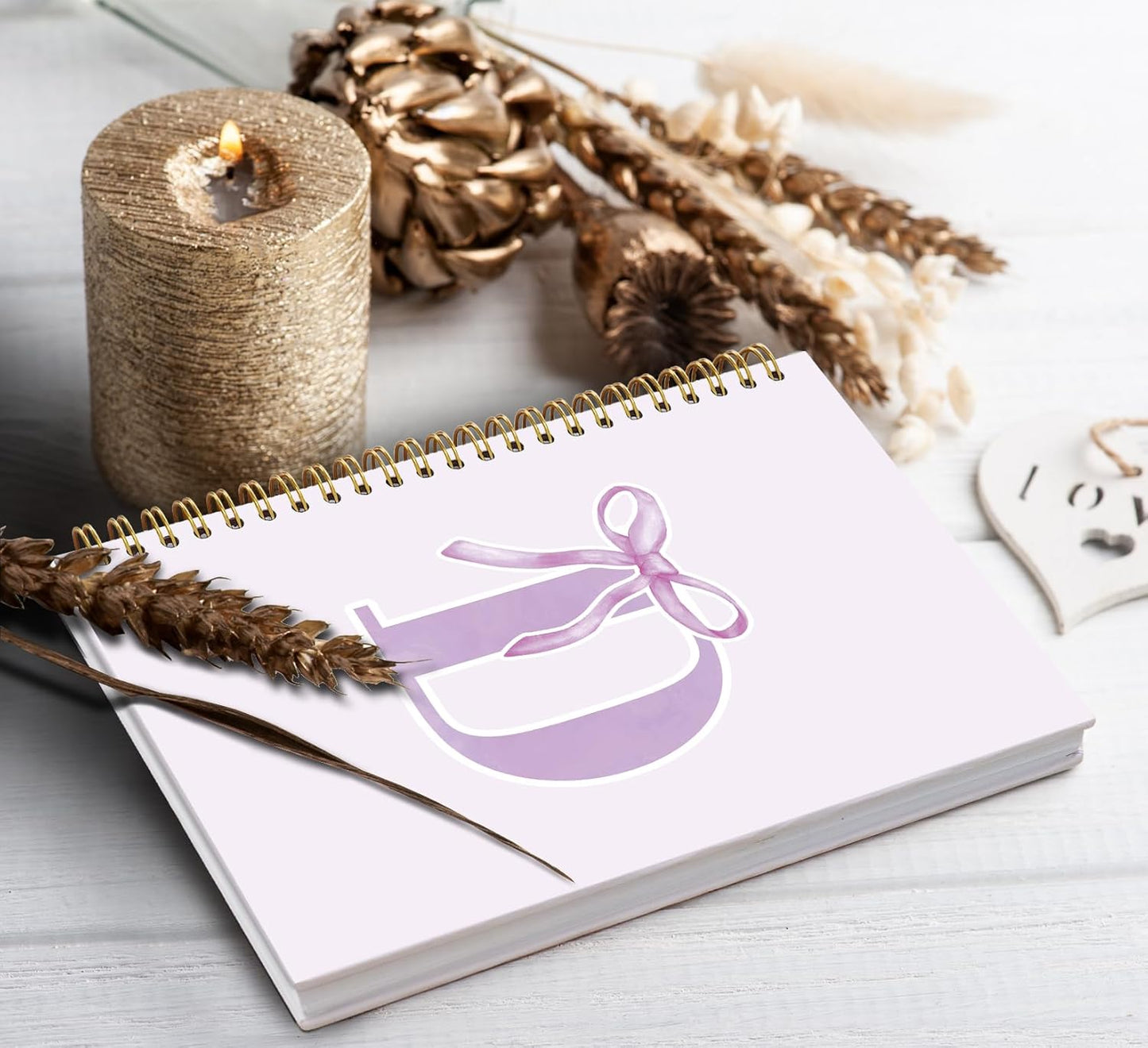 Blue Bow Journal Notebook for Girls,Initial H Journals Personalized Diary Gifts for Teen Girl Kids,Monogrammed Gifts for Women,Trendy Coquette Cute Hardcover Spiral Notebook 5.5 x 8.3 - Colors B