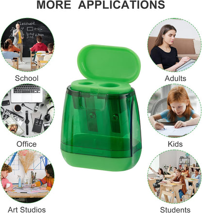 Sonuimy Pencil Sharpeners, 4 Pcs Pencil Sharpeners Manual,Dual Holes Compact Colored Handheld Pencil Sharpener for Kids with Lid Adults Students School Class Home Office (Covered)