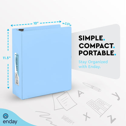Enday 1.5 Inch Binder, Green - 1.5 Inch 3 Ring Binder, Round Ring Pastel with Clear View Cover for Letter Size 8.5 x 11'' Paper & 2 Inside Pockets, Ideal for School Supplies, Office, and Home
