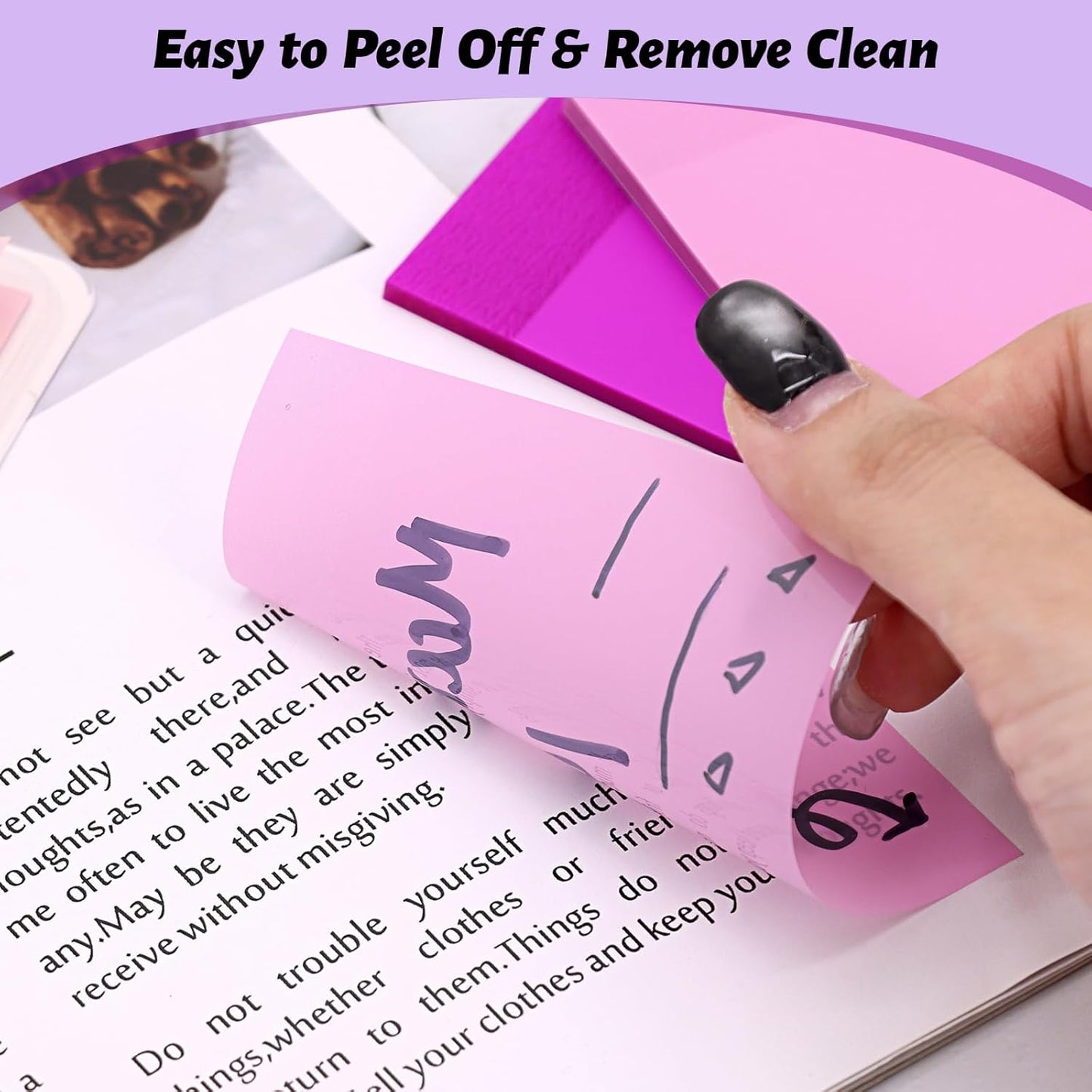 800 Sheets Transparent Sticky Notes, 3x3 Inch 14 Pads Self-Adhesive Translucent Clear See Through Post Sticky Notes for Planner Office School College Teacher Student Supplies 6 Bright Color