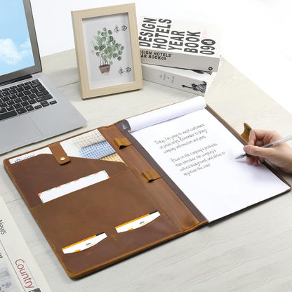 Jack&Chris Leather Portfolio, A4 Document Folder Legal Pad Padfolio, Professional Writing Letter Notepad Clipboard Sleeve Organizer, Resume Folio Binder for Men&Women,JC1823