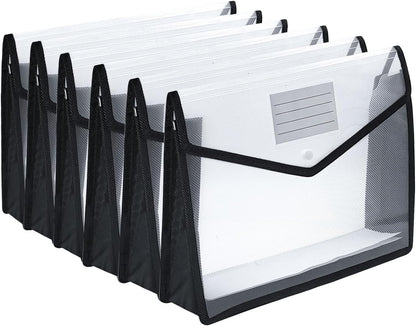 Plastic Expanding File Folder, Envelope Folders for Documents, Waterproof Transparent Expandable File Folder, Large Capacity, Fit Letter/A4 Size (Multicolor-6 Pack)