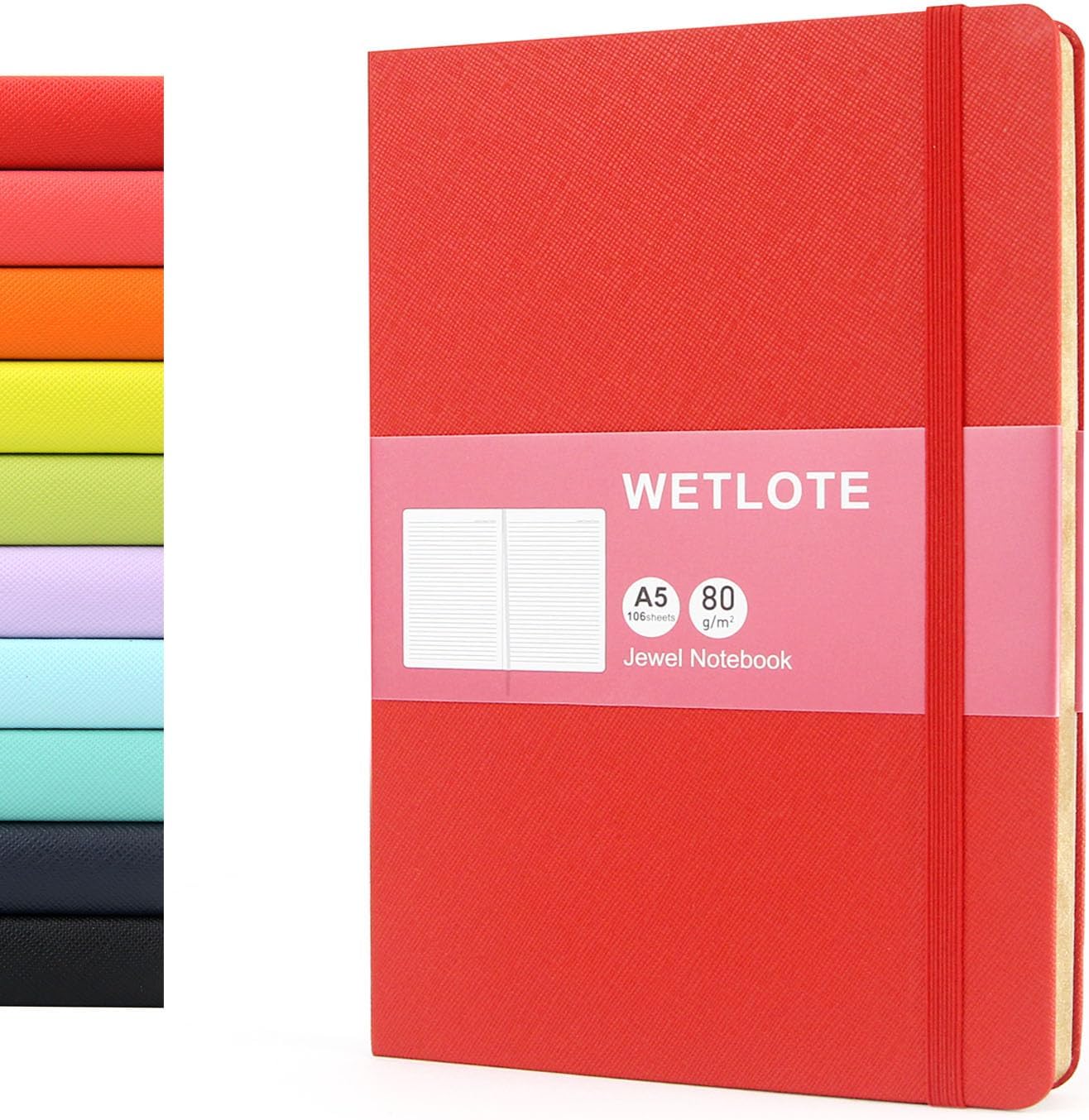 Line Hardcopy Notebook - 5"x8"- Sourced from sustainable and excellent quality paper, minimalist, natural, portable and flexible design, suitable for office, school(red)