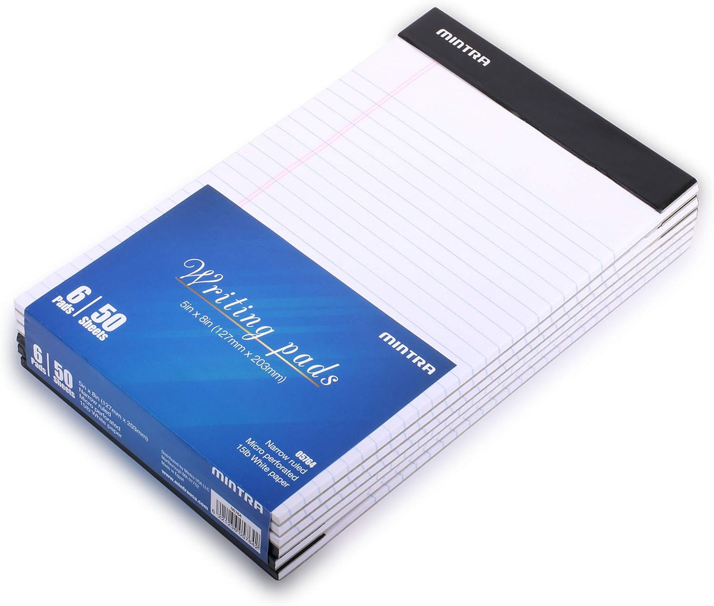 Mintra Office Colorful Legal Pads - Includes 2 Blue, 2 Pink, and, 2 Green Writing Pads, Micro Perforated Lined Sheets, Ideal for Professional & Personal Use, 5"x8" Narrow Ruled, 6 pack Basic Pastel