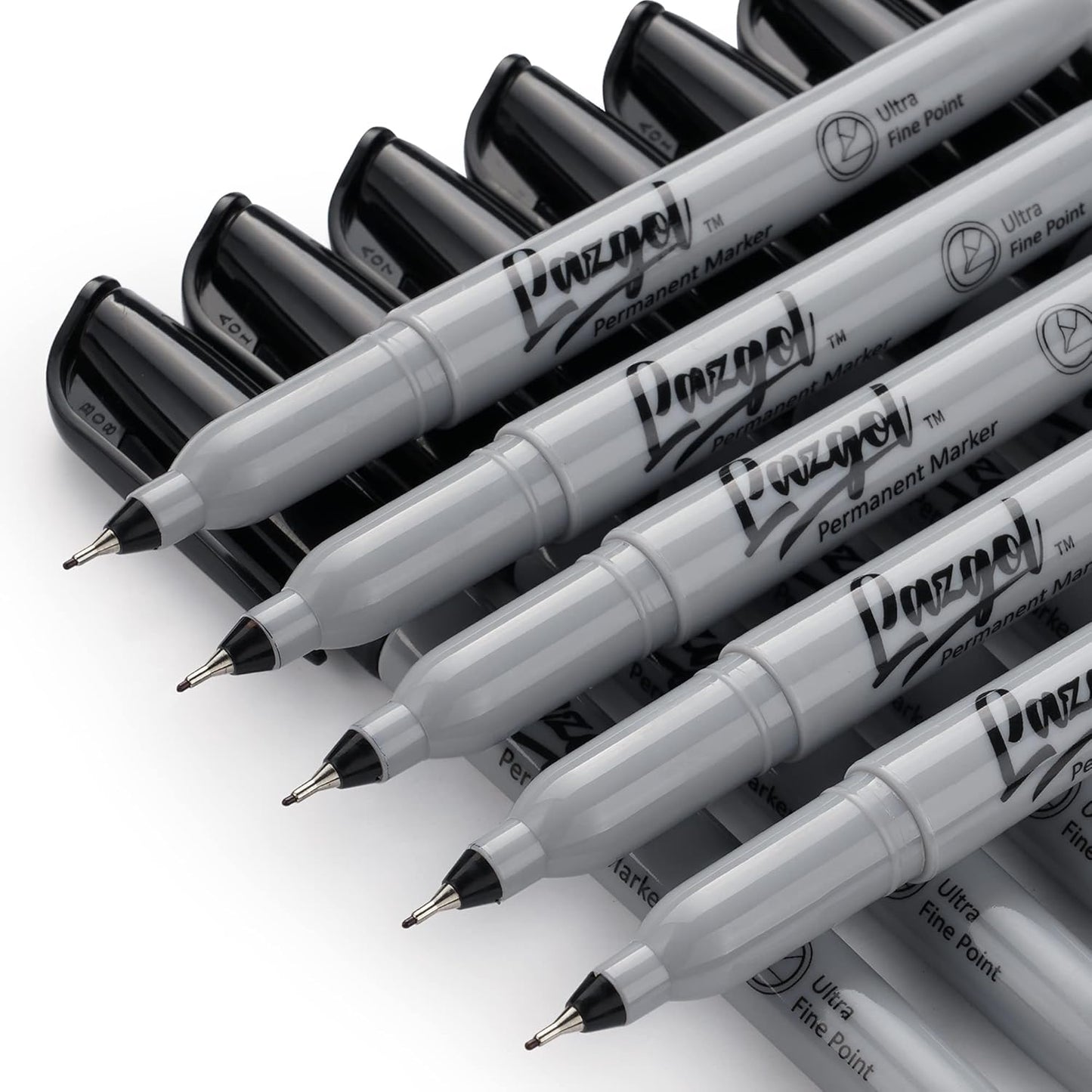 LAZGOL Permanent Markers Bulk, Ultra Fine Point, 60 Pack Black 0.4 mm Permanent Marker set, Felt Tip Pens Works on Plastic, Wood, Stone, Metal and Glass for Doodling, Marking