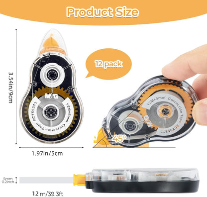 M&G White Correction Tape, Easy to use applicator for Instant Corrections, 39.37 Ft/Pack,for Office (6 Pack, 12M/472"x 0.2")