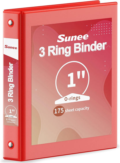 SUNEE 3 Ring Binder 3 Inch 1 Pack, Clear View Binder Three Ring PVC-Free (Fit 8.5x11 Inches) for School or Office Supplies, Pink