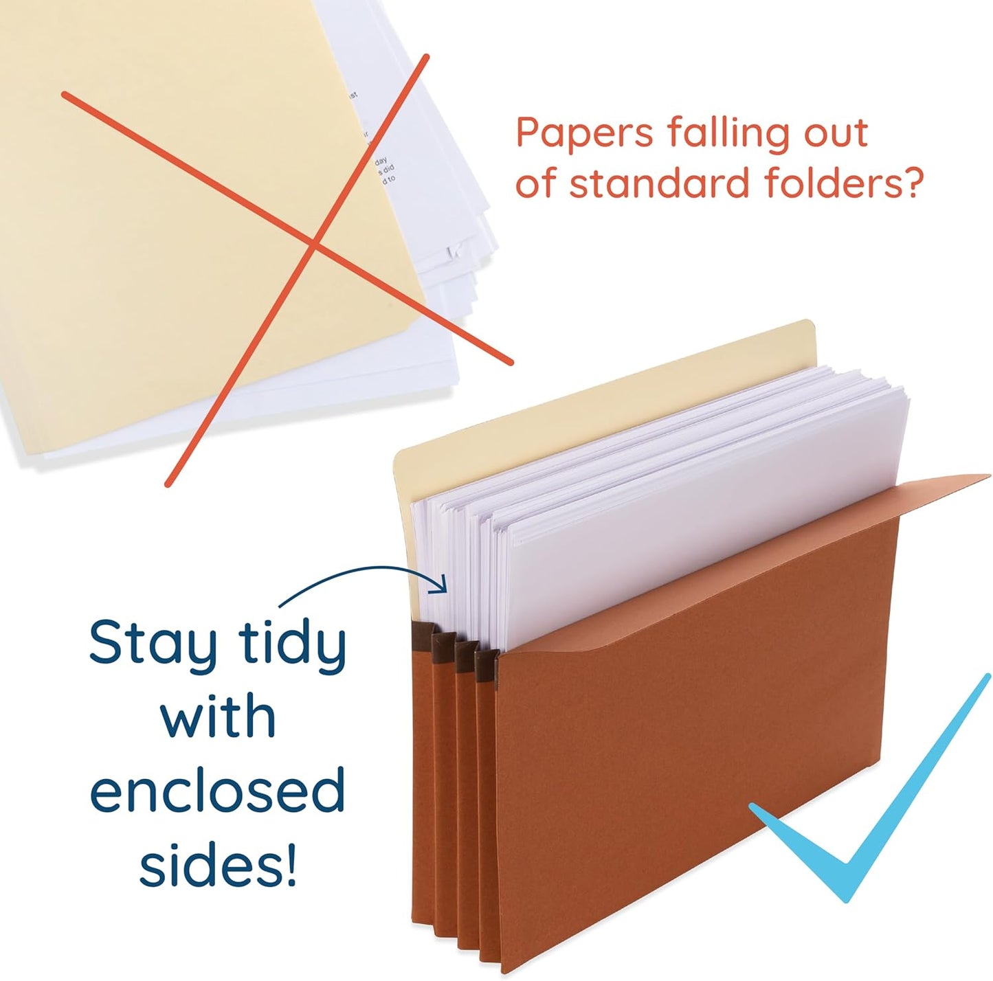 Blue Summit Expanding File Pocket Organizer, Legal Size, 5.25” Expansion – 10 Pack
