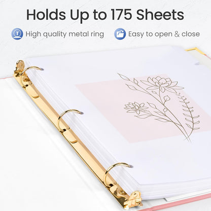 Sooez 3 Ring Binder with Metal Corners, Cute 1 Inch Binders Fits 175 Sheets of Paperwork, Three Ring Recipe Binder with Pocket for Women School Home Office Supplies, Letter Size 8.5" x 11", Dark Blue