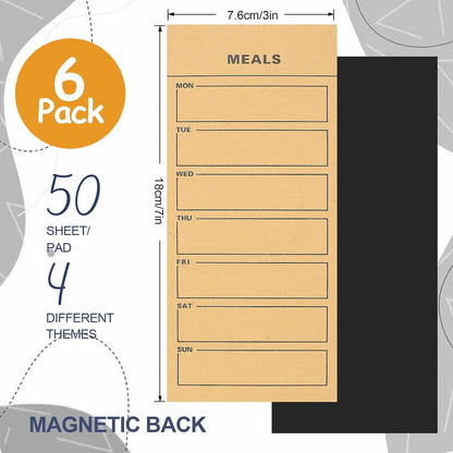 Utron 4 Pack Magnetic Notepads for Refrigerator, 50 Pages/BookGrocery List Magnet Pad for Fridge, Design Magnetic Grocery List Pad for Fridge, Grocery List Notepad, To-Do Memos, List