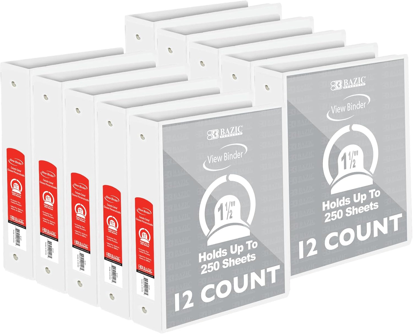 BAZIC Products 3 Ring Binder - Burgundy, Economy View Binder with Clear Overlay Cover and Round Rings, Organizer for School Office Home Use, 1.5-inch Capacity Holds 280 Sheets Paper, 1-Pack