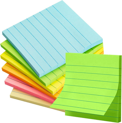 Mr. Pen- Lined Sticky Notes, 3" x 3", 12 Pads, 60 Sheets/Pad, Morandi Color, Bulk Sticky Notes with Lines, Ruled Post Stickies, Memo Pads, Self-Stick Note Pad for Office, School, Home, Study