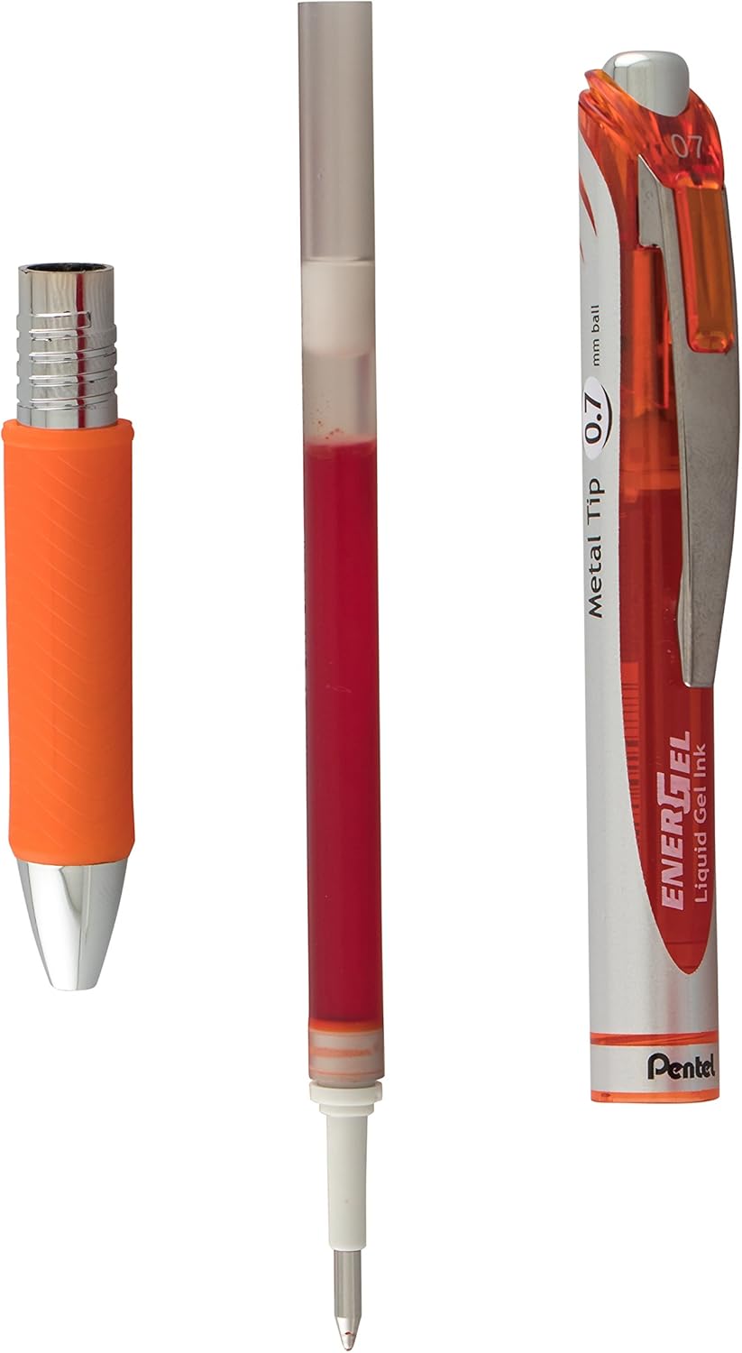 Pentel Pink BCA RTX Retractable Liquid Gel Pen, (0.7mm), Medium Line, Metal Tip, Violet Ink, Pack of 3 (BL77BP3V)