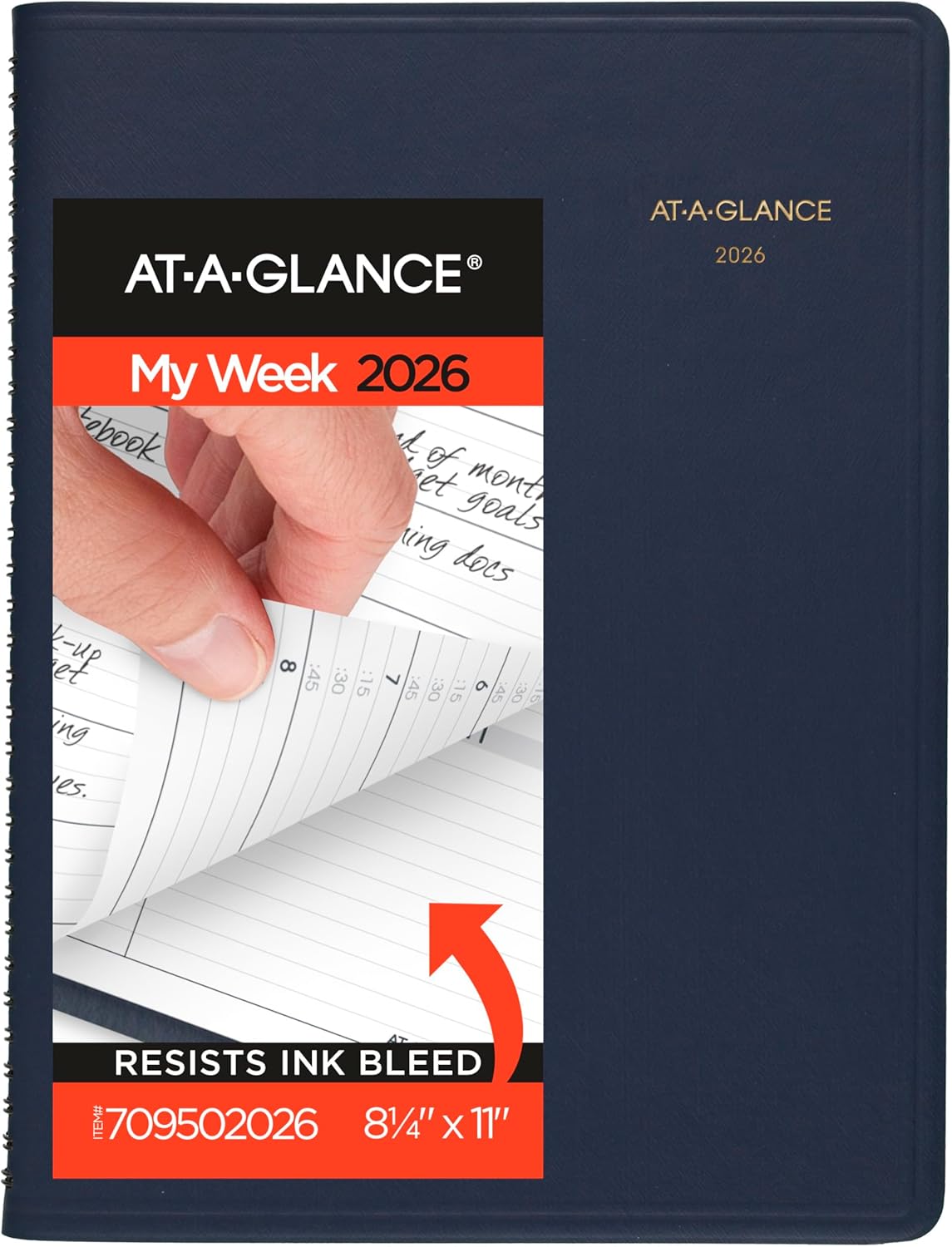 AT-A-GLANCE 2026 Appointment Book Planner, Weekly, 8-1/4" x 11", Large, Black (709500526)