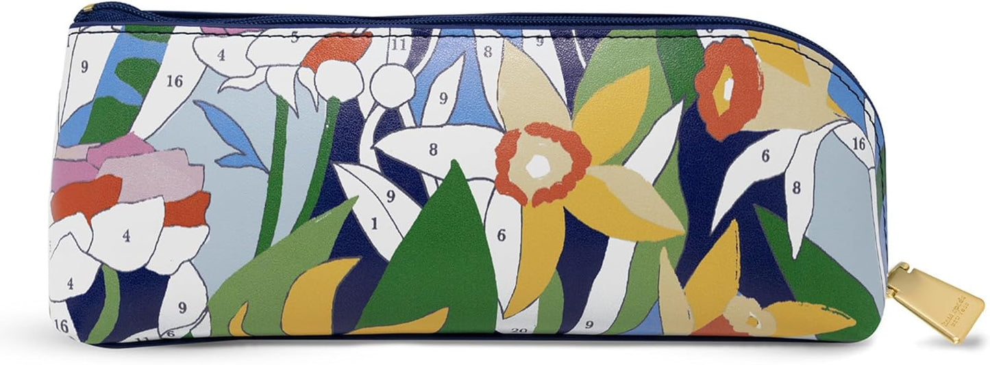 kate spade new york Pen and Pencil Case with Office Supplies, Zip Pouch Includes 2 Pencils, Sharpener, Eraser, and Ruler, Polka Dots (black/white)
