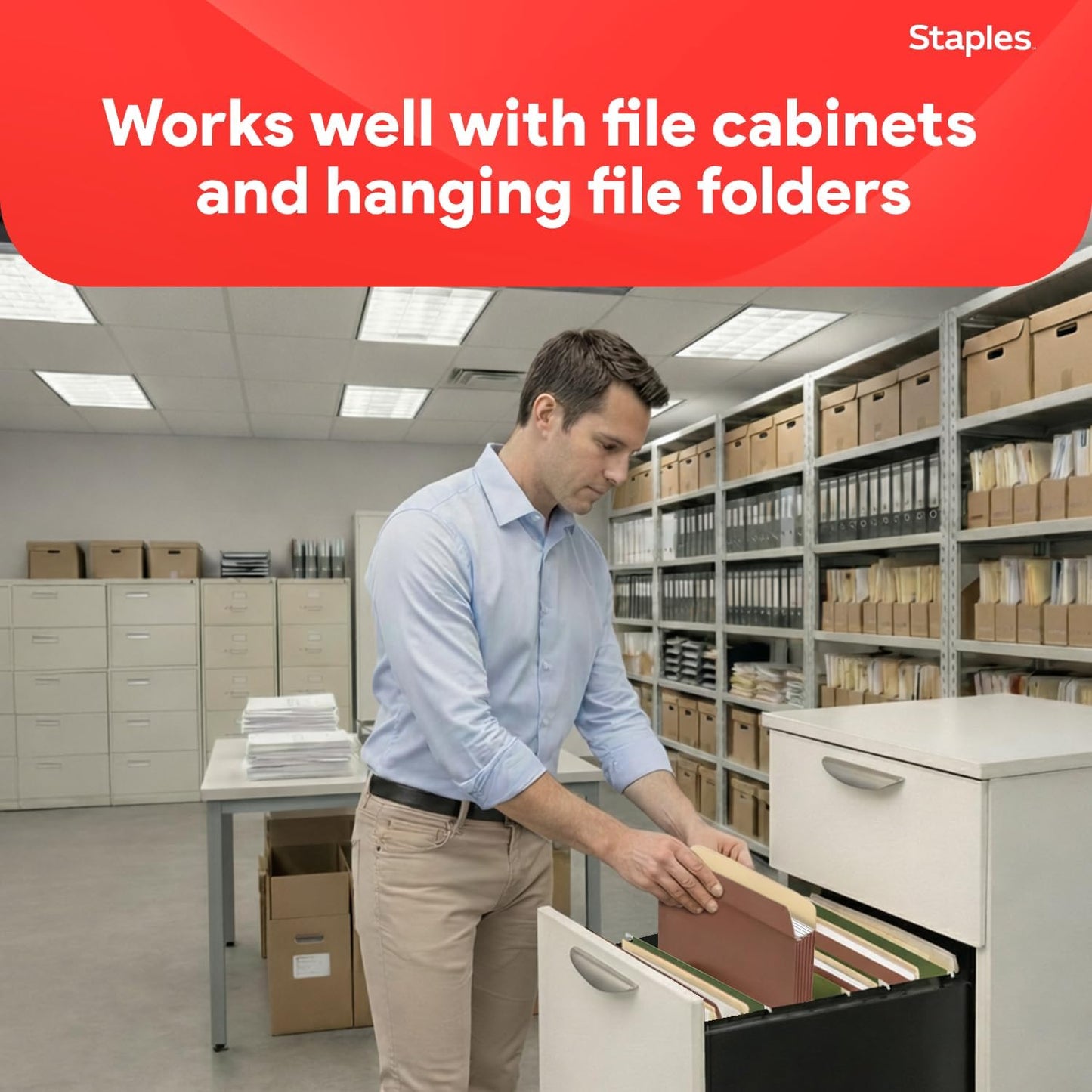 Staples Reinforced File Pockets, Legal Size, 5.25‑Inch Expansion, Heavy‑Duty Brown Accordion Folders with Strong Gussets – 10/Pack