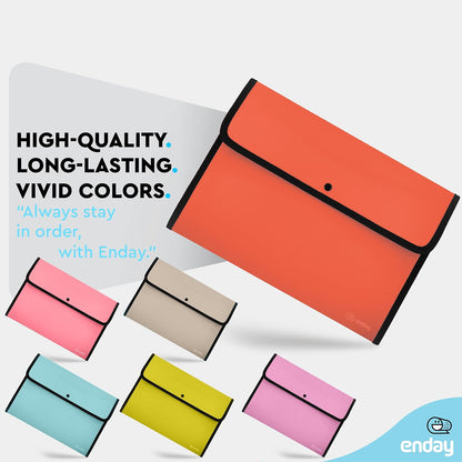 Square Flap Document Holder Blue, Expanding File Folder, A4 Letter Size Reusable Filling Envelopes, Snap Closure Wallet File Pouch Also Available in Pink, Purple, Green, Red, Grey, 1 Pc– By Enday