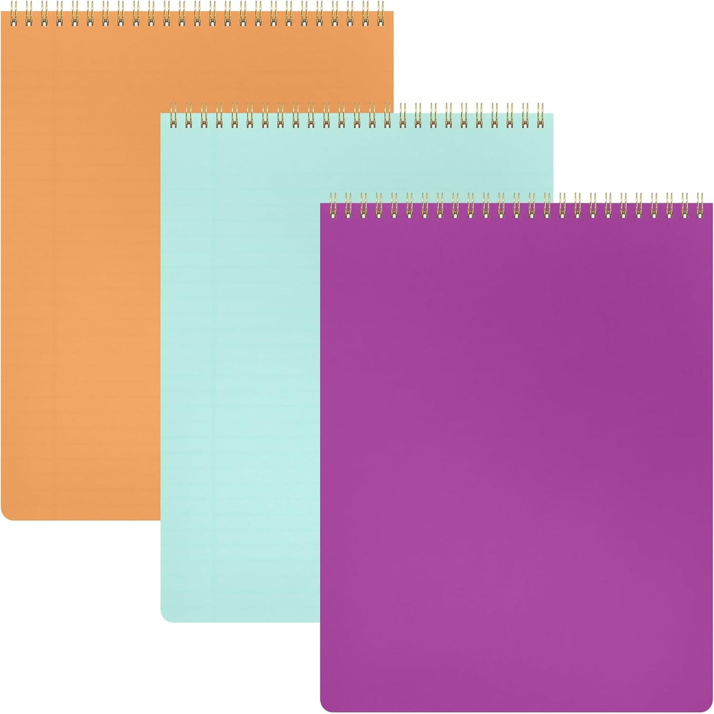 PAPERAGE Top Bound Spiral Notebook, 3 Pack, Lined Notepad, (Light Grey/Navy/Sage Green), 70 Sheets (140 Pages) Per Notebook, Wide/Legal Ruled, 8.5 inches x 11 inches