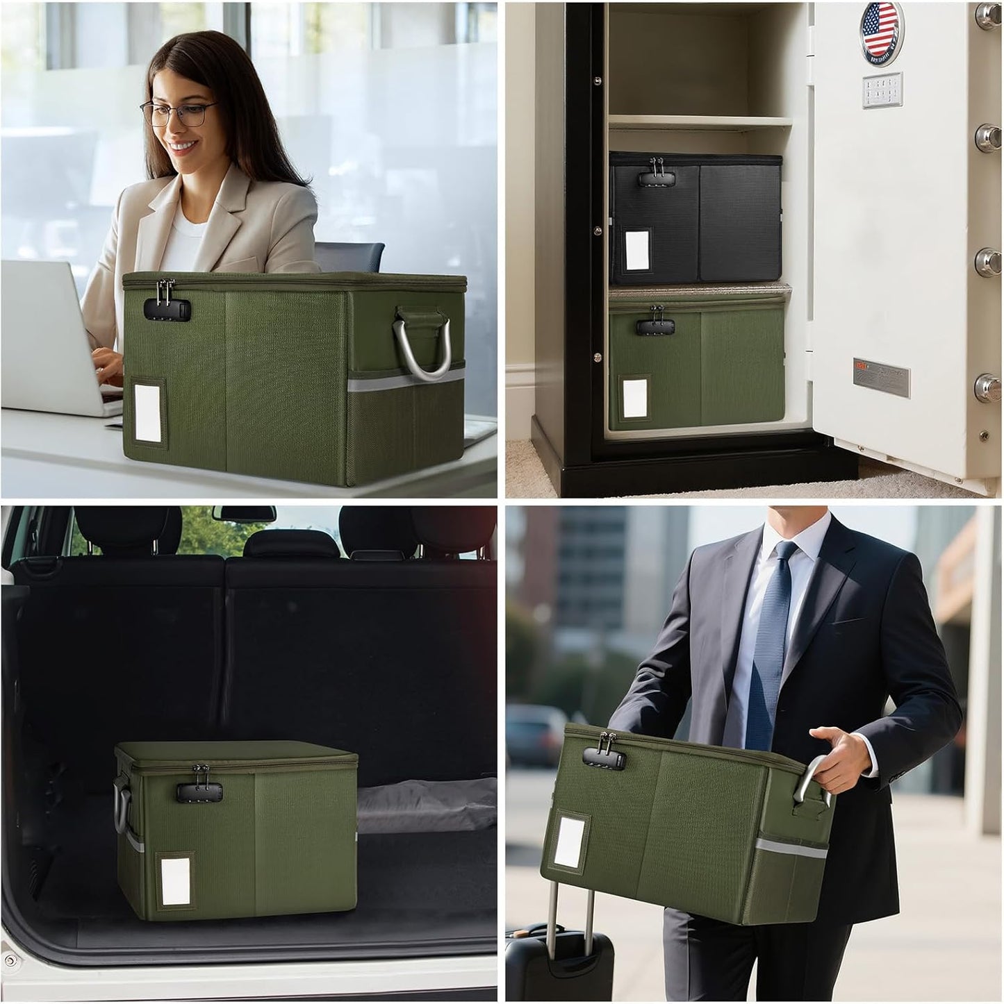 TOMKID Fireproof Document Box, Fireproof File Box with Lids, Important Document Organizer Box with Lock, Portable File Folder Organizer with Handle