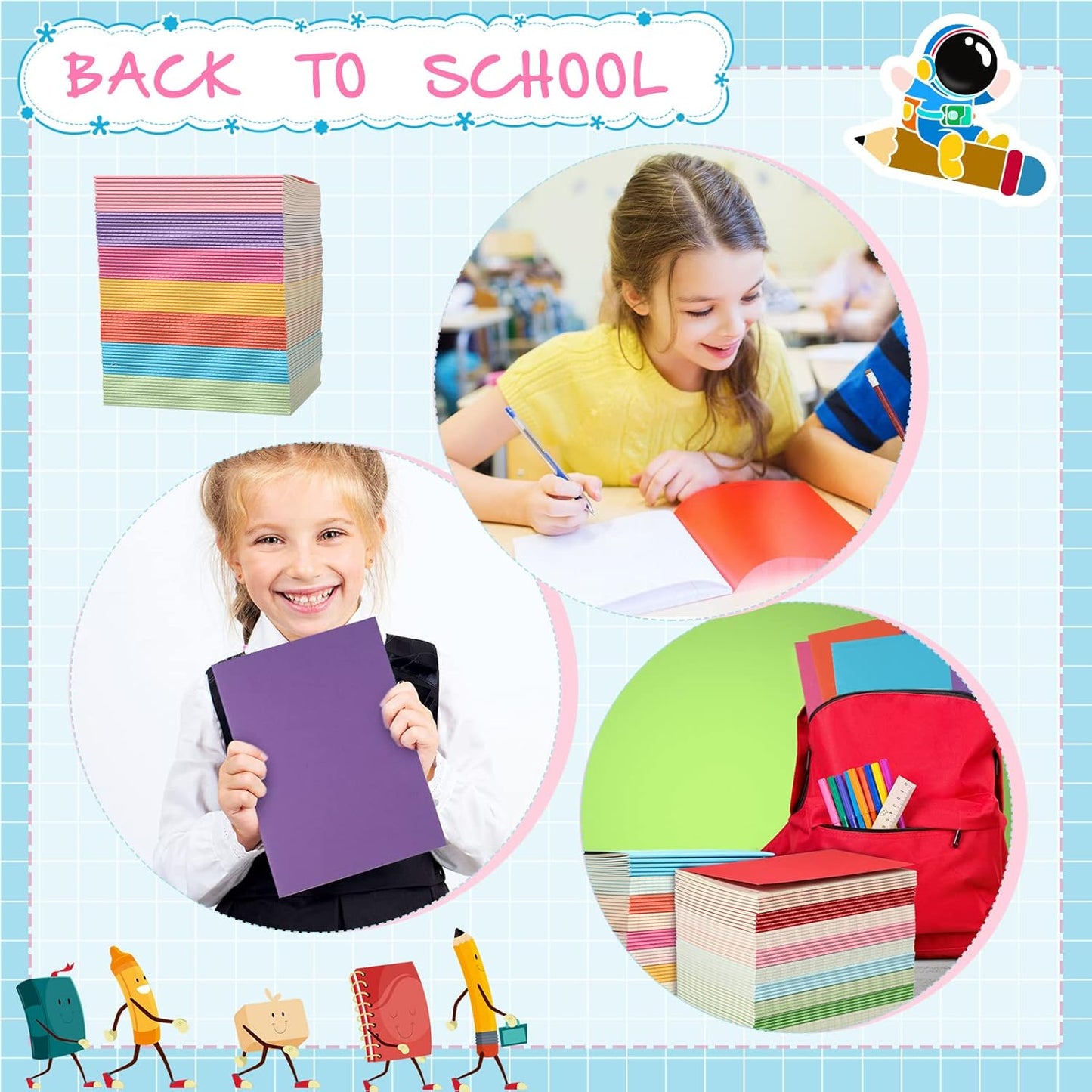 Handepo 100 Pack A5 Composition Notebooks 72 Pages/36 Sheets Ruled Lined Composition Kraft Notebooks Bulk Soft Cover Journals Travel Memo for Students Classroom Office Supplies(a5, Colourful)